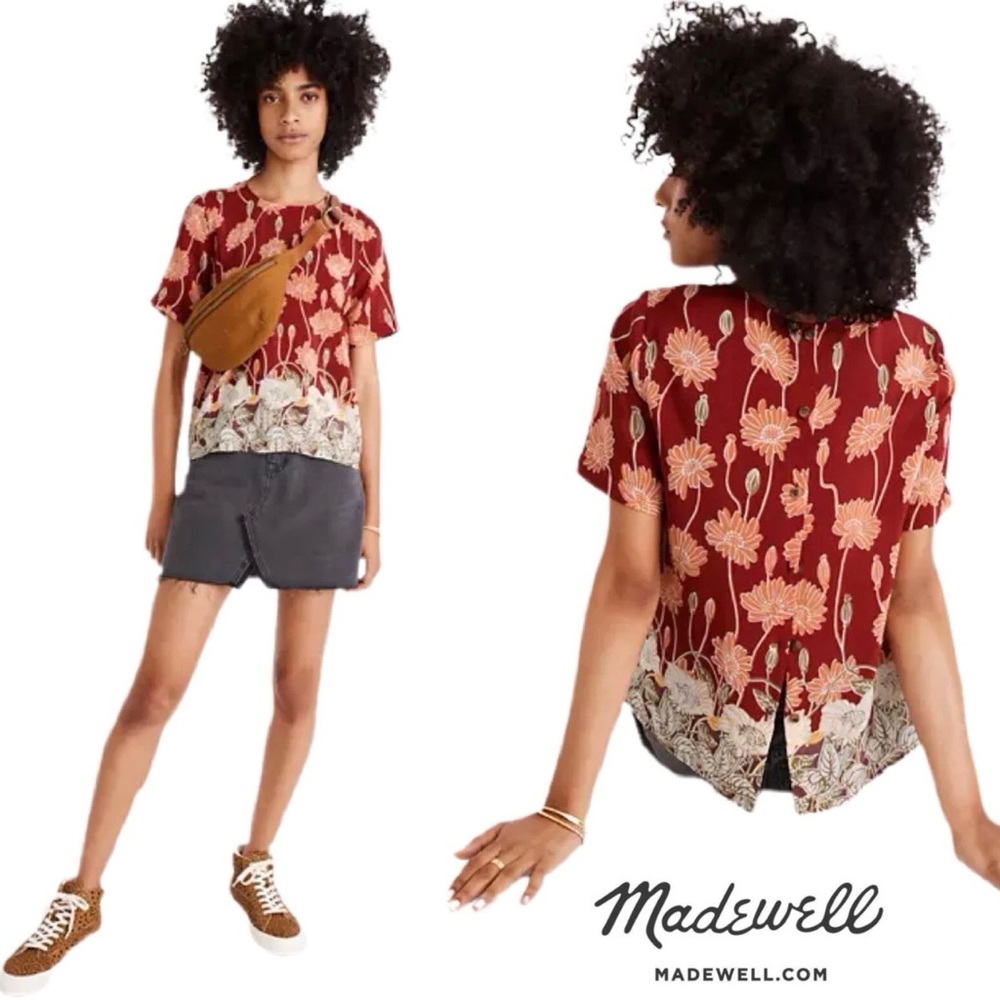 Madewell Silk Button- Back Pocket Top in Tall Sunflower sz Large